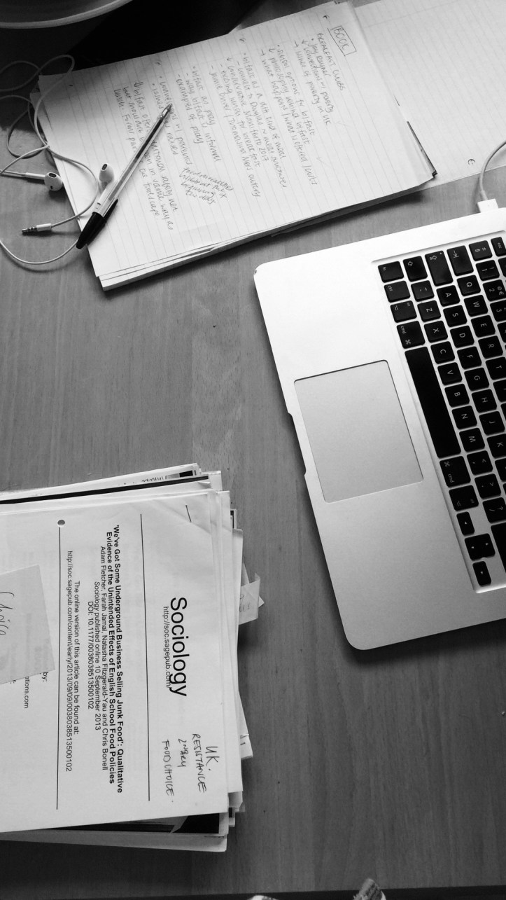 Mucky kitchen table masquerading as desk